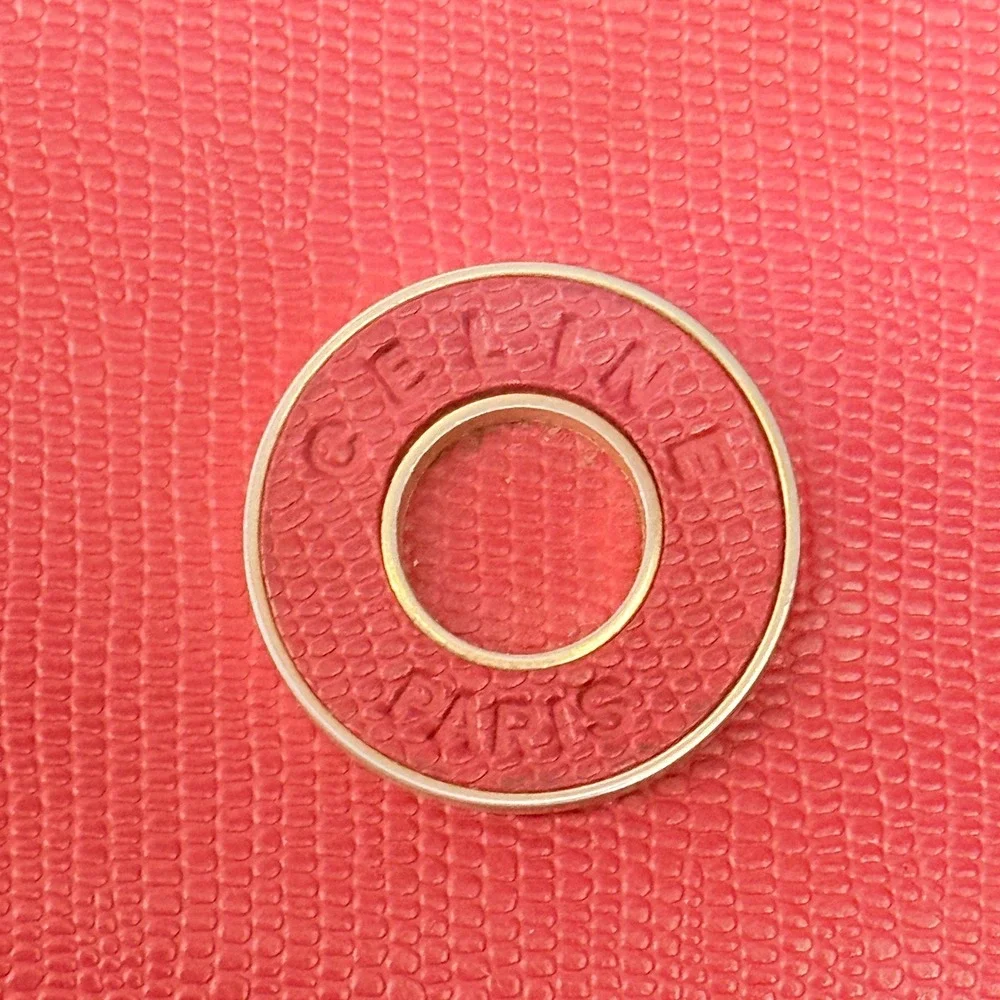 Celine Paris Vintage Card Holder Red Leather Mini Wallet‎ Gold Logo Unworn Auth.